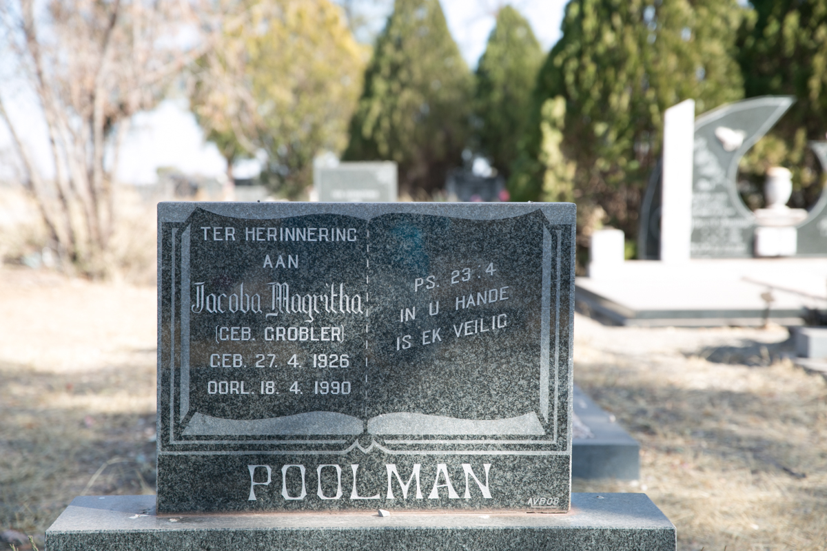 POOLMAN Jacoba Magritha nee GROBLER 1926-1990