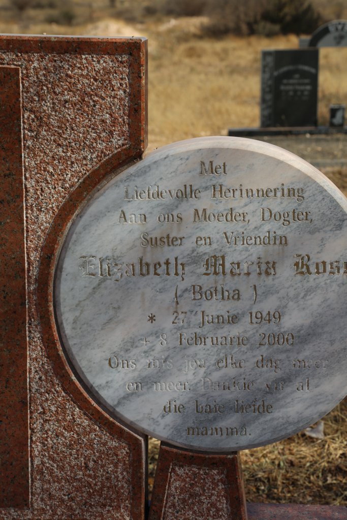 ROSS Elizabeth Maria nee BOTHA 1949-2000