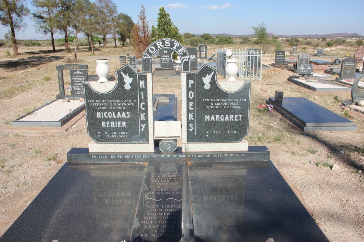 VORSTER Nicolaas Renier 1951-2007 &amp; Margaret 1953-