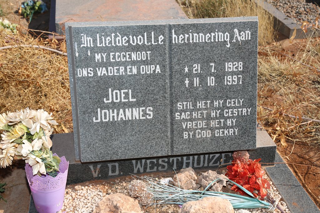 WESTHUIZEN Joel Johannes, v.d. 1928-1997