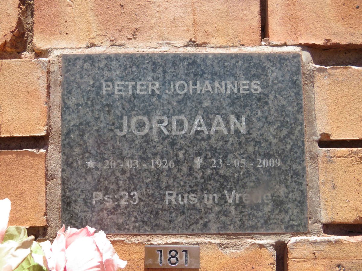 JORDAAN Peter Johannes 1926-2009