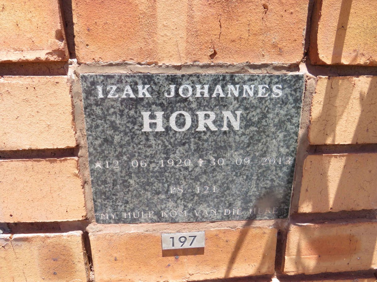 HORN Izak Johannes 1920-2013