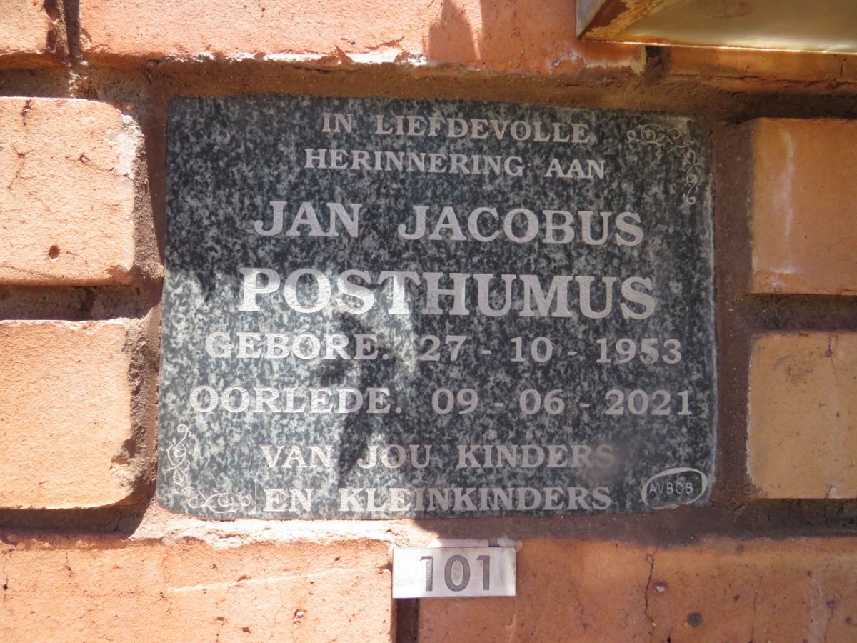 POSTHUMUS Jan Jacobus 1953-2021