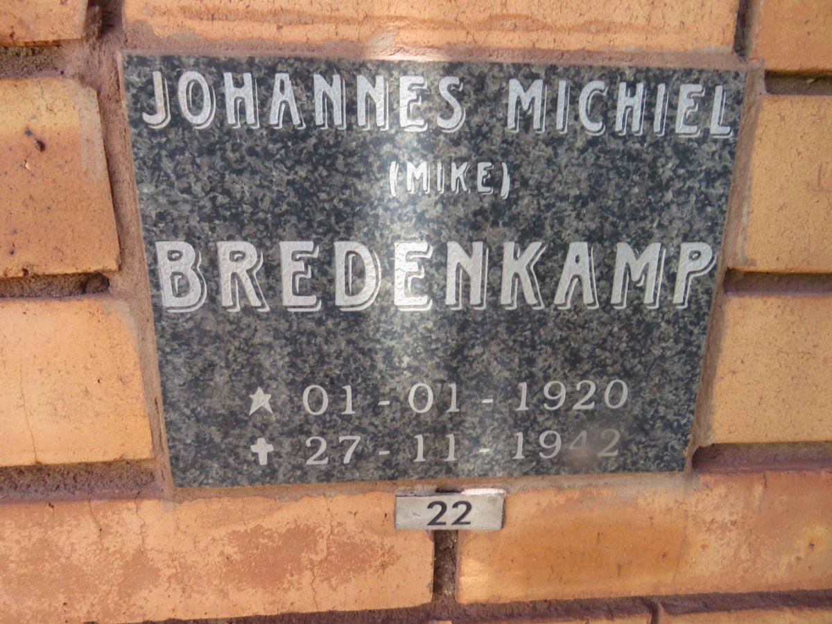 BREDENKAMP Johannes Michiel 1920-1942