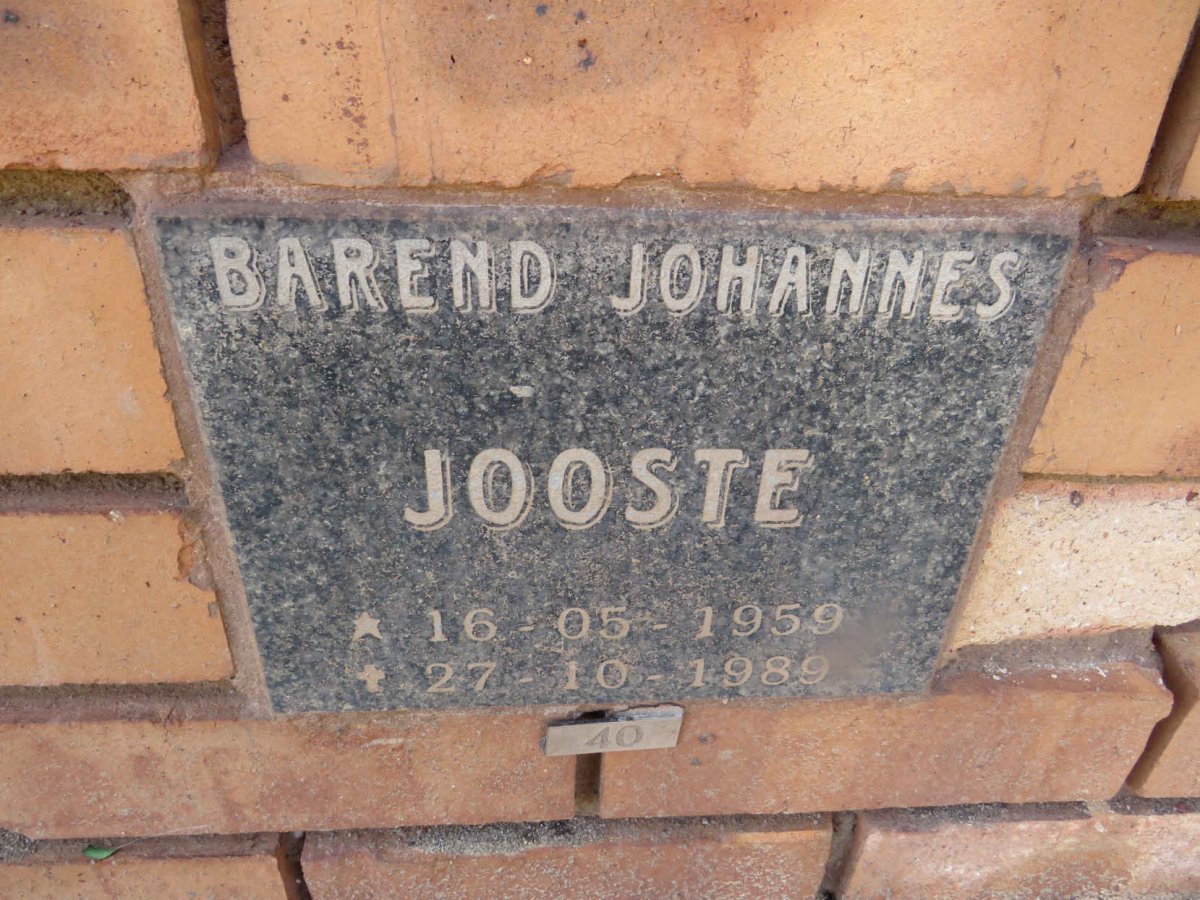 JOOSTE Barend Johannes 1959-1989