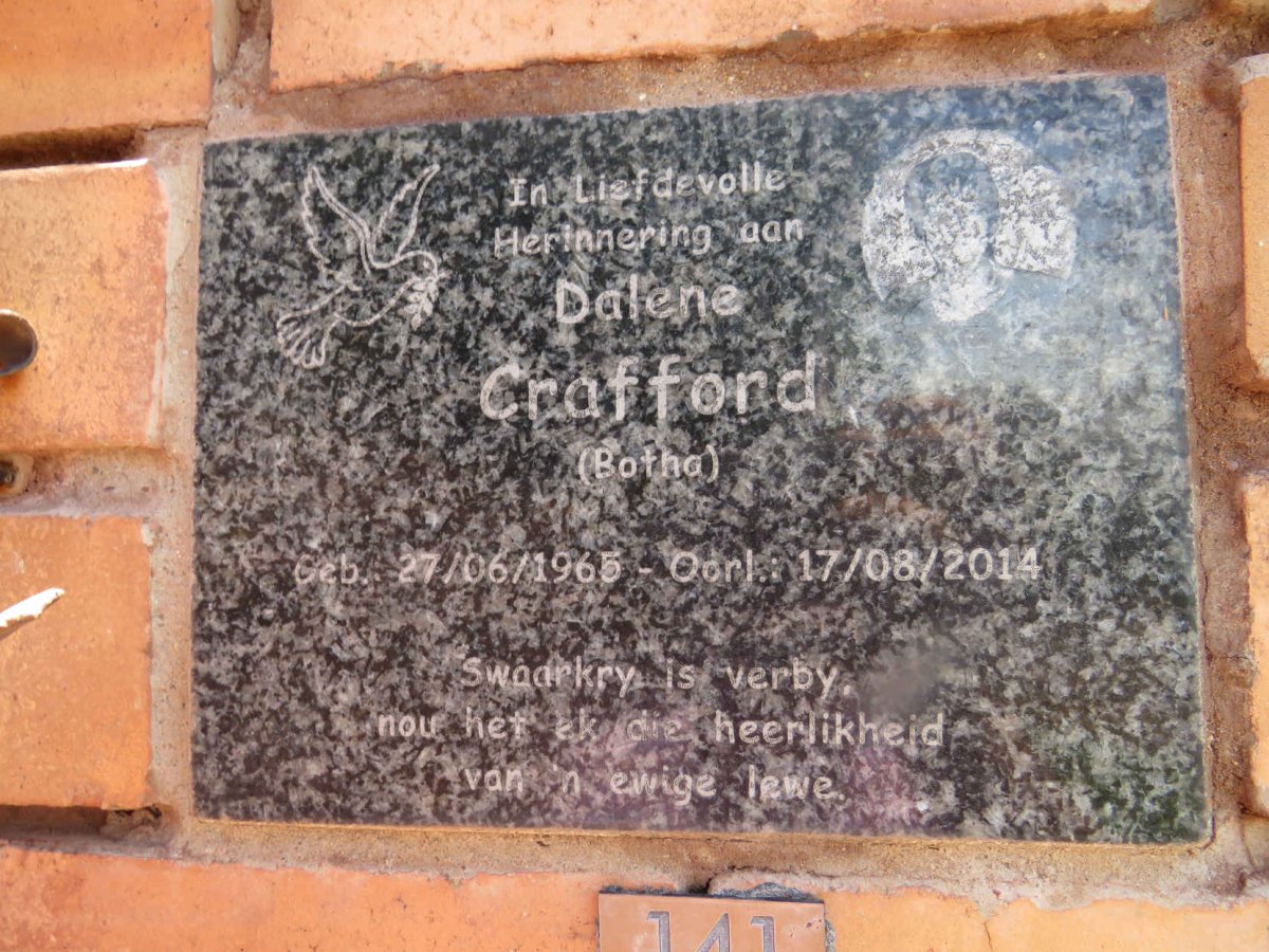 CRAFFORD Dalene nee BOTHA 1965-2014