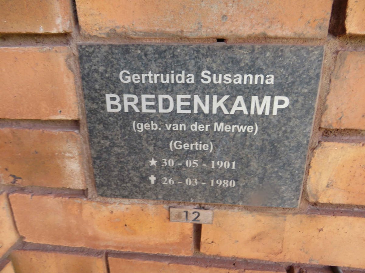BREDENKAMP Gertruida Susanna nee VAN DER MERWE 1901-1980