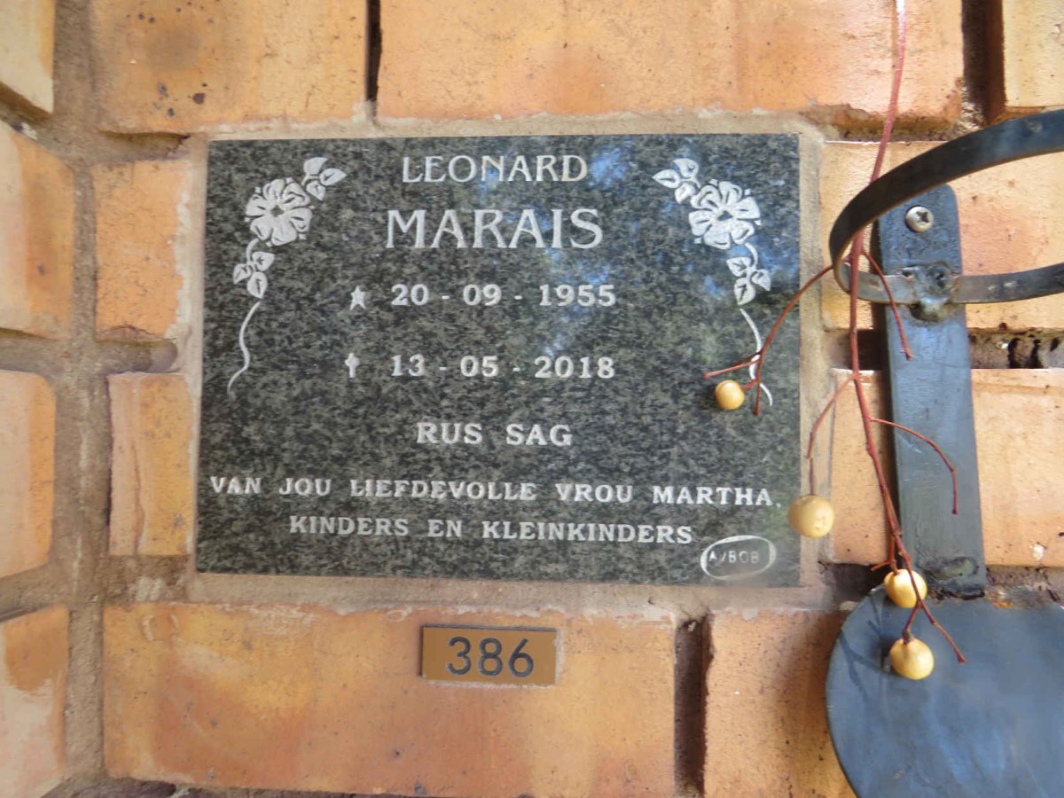MARAIS Leonard 1955-2018