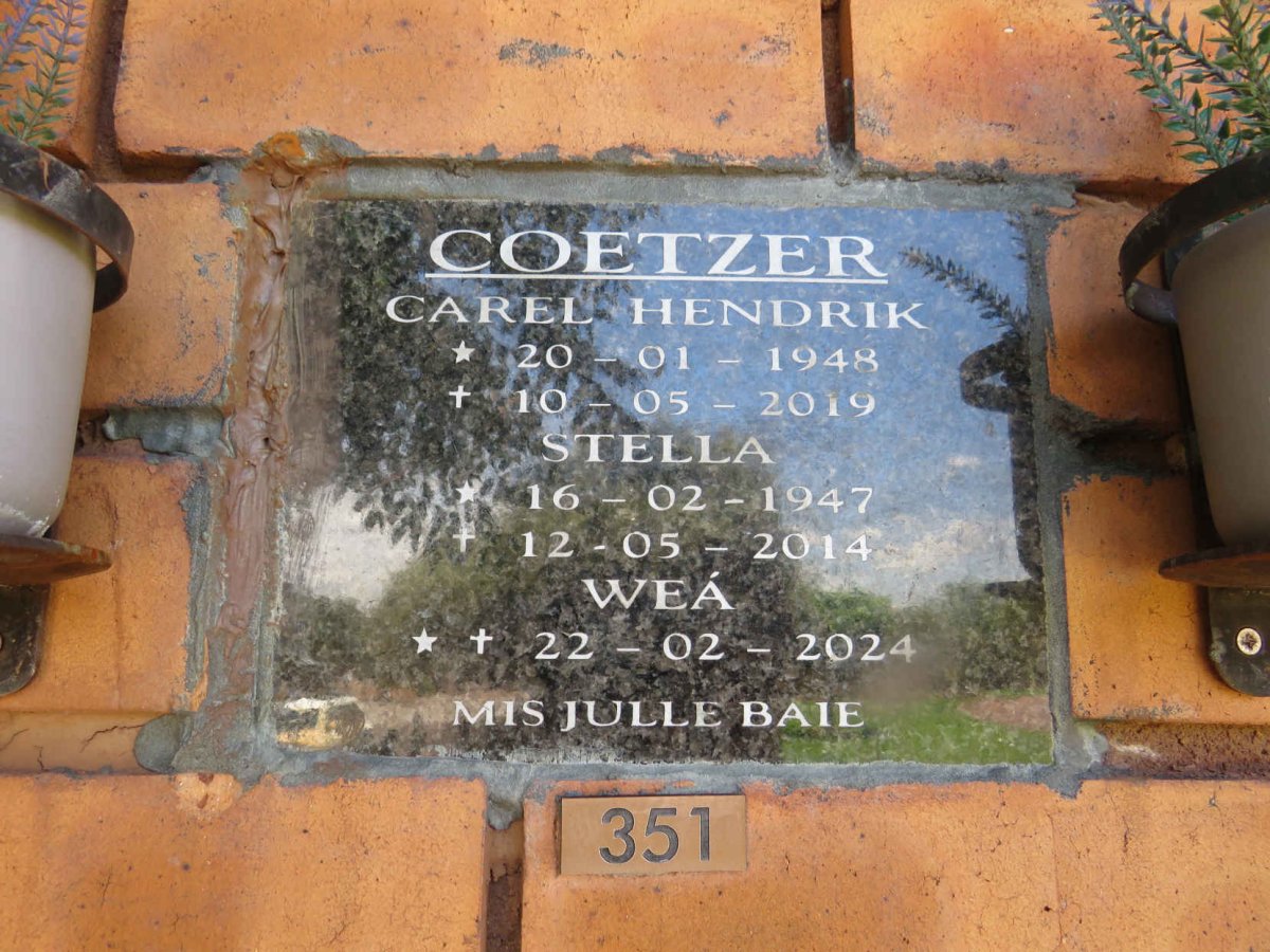 COETZER Carel Hendrik 1948-2019 & Stella 1947-2014 :: COETZER Wea 2024-2024