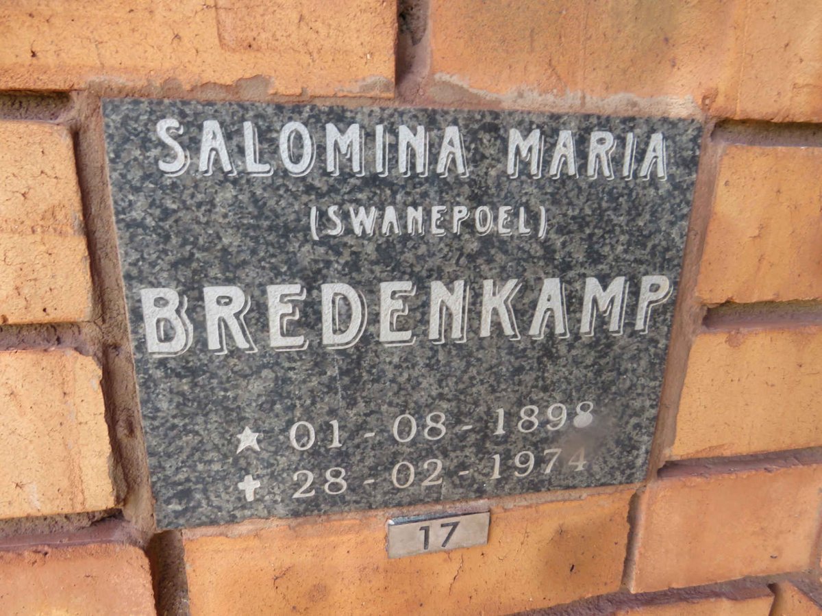 BREDENKAMP Salomina Maria nee SWANEPOEL 1898-1974