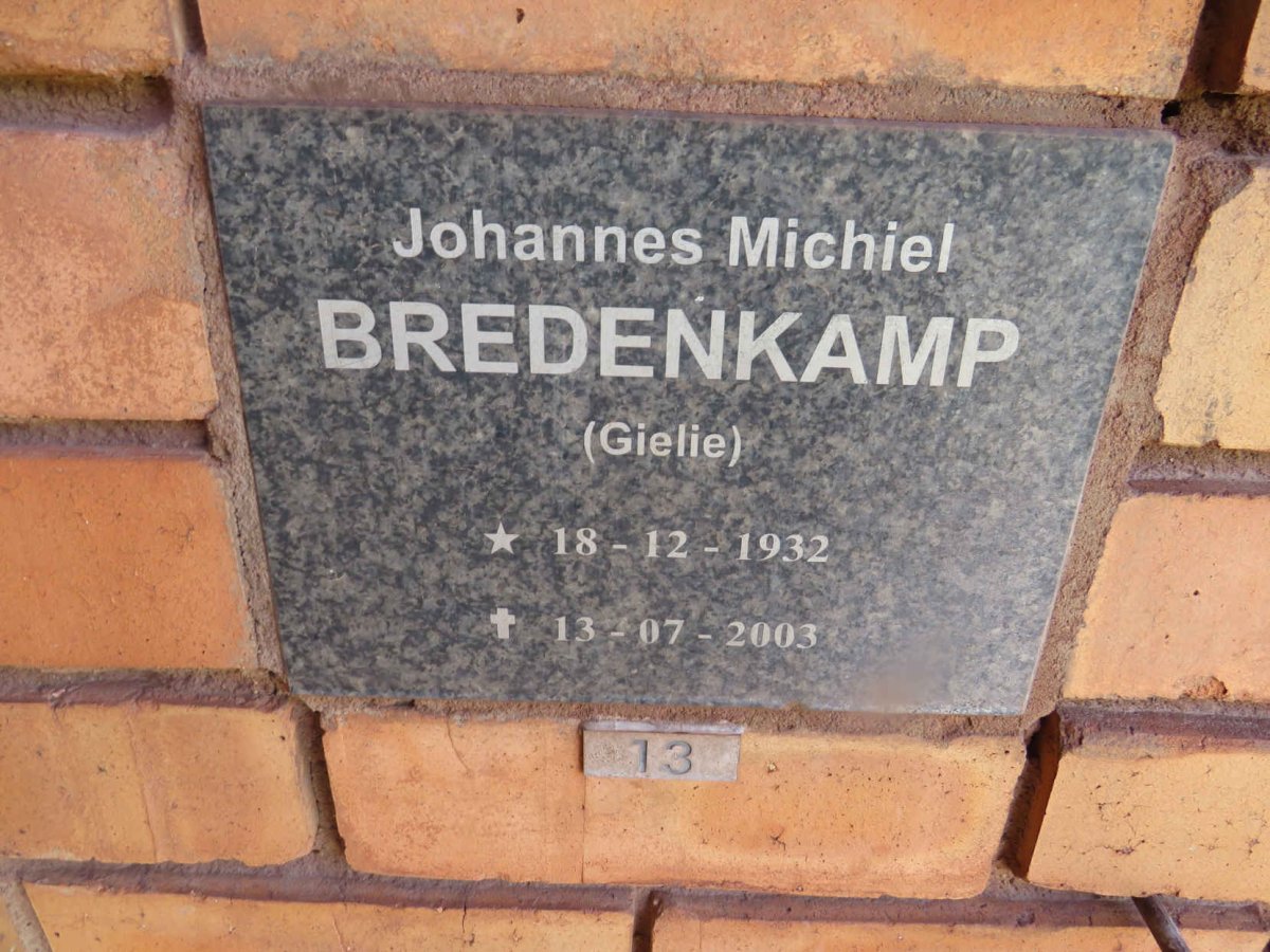 BREDENKAMP Johannes Michiel 1932-2003