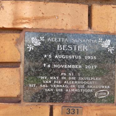 BESTER Aletta Susanna 1935-2017