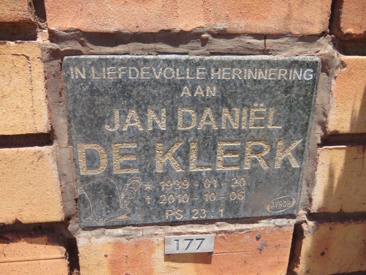 KLERK Jan Daniel, de 1939-2010