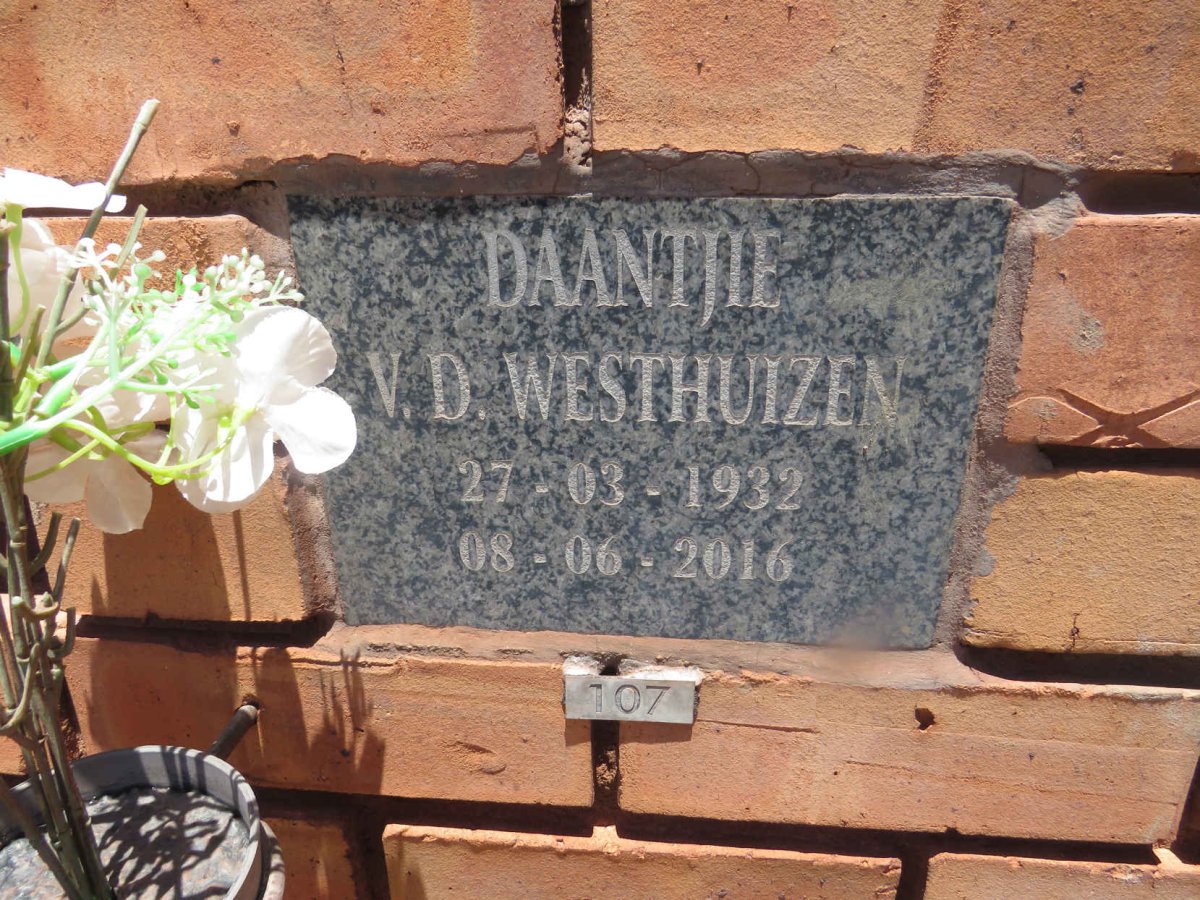 WESTHUIZEN Daantjie, v.d. 1932-2016