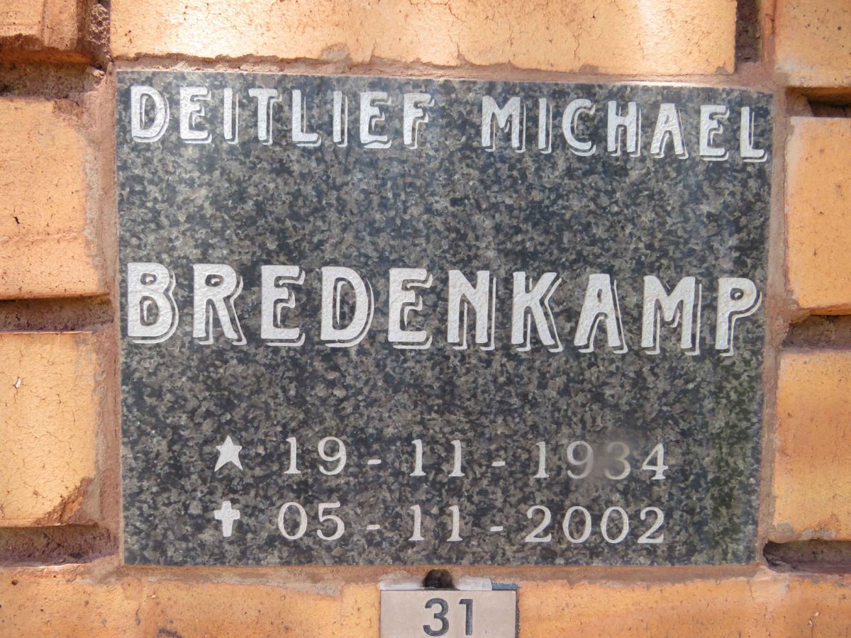 BREDENKAMP Deitlief Michael 1934-2002