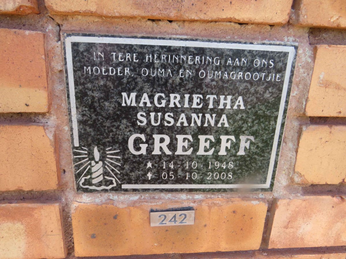GREEFF Magrietha Susanna 1948-2008