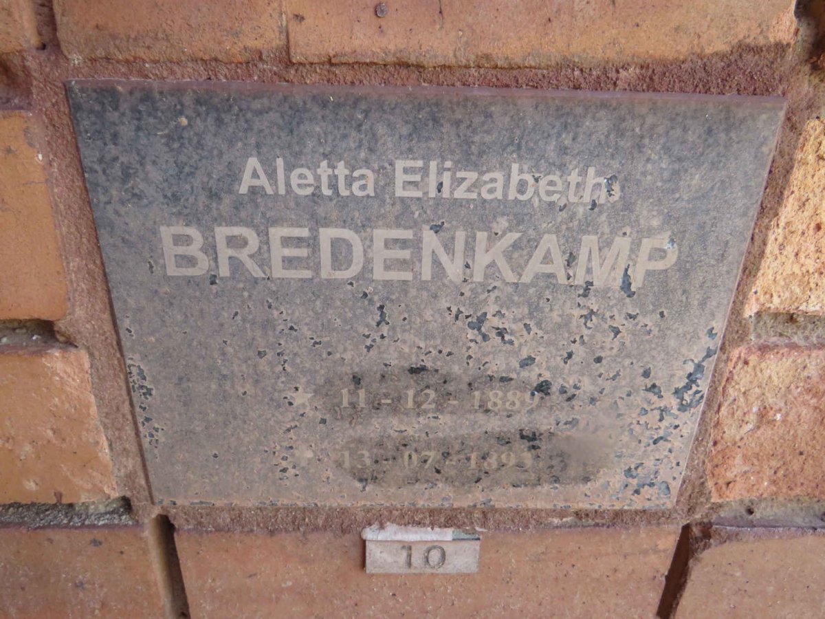 BREDENKAMP Aletta Elizabeth 1889-1893