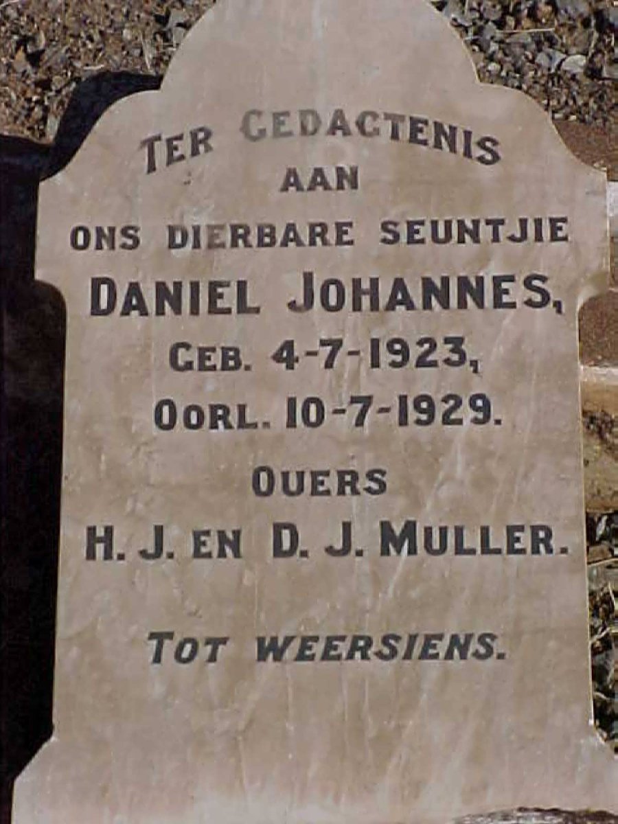 MULLER Daniel Johannes 1923-1929