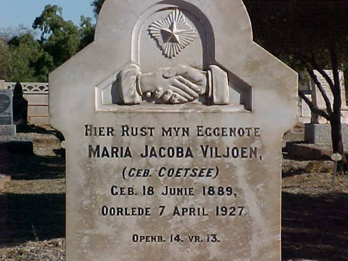 VILJOEN Maria Jacoba nee COETSEE 1889-1927