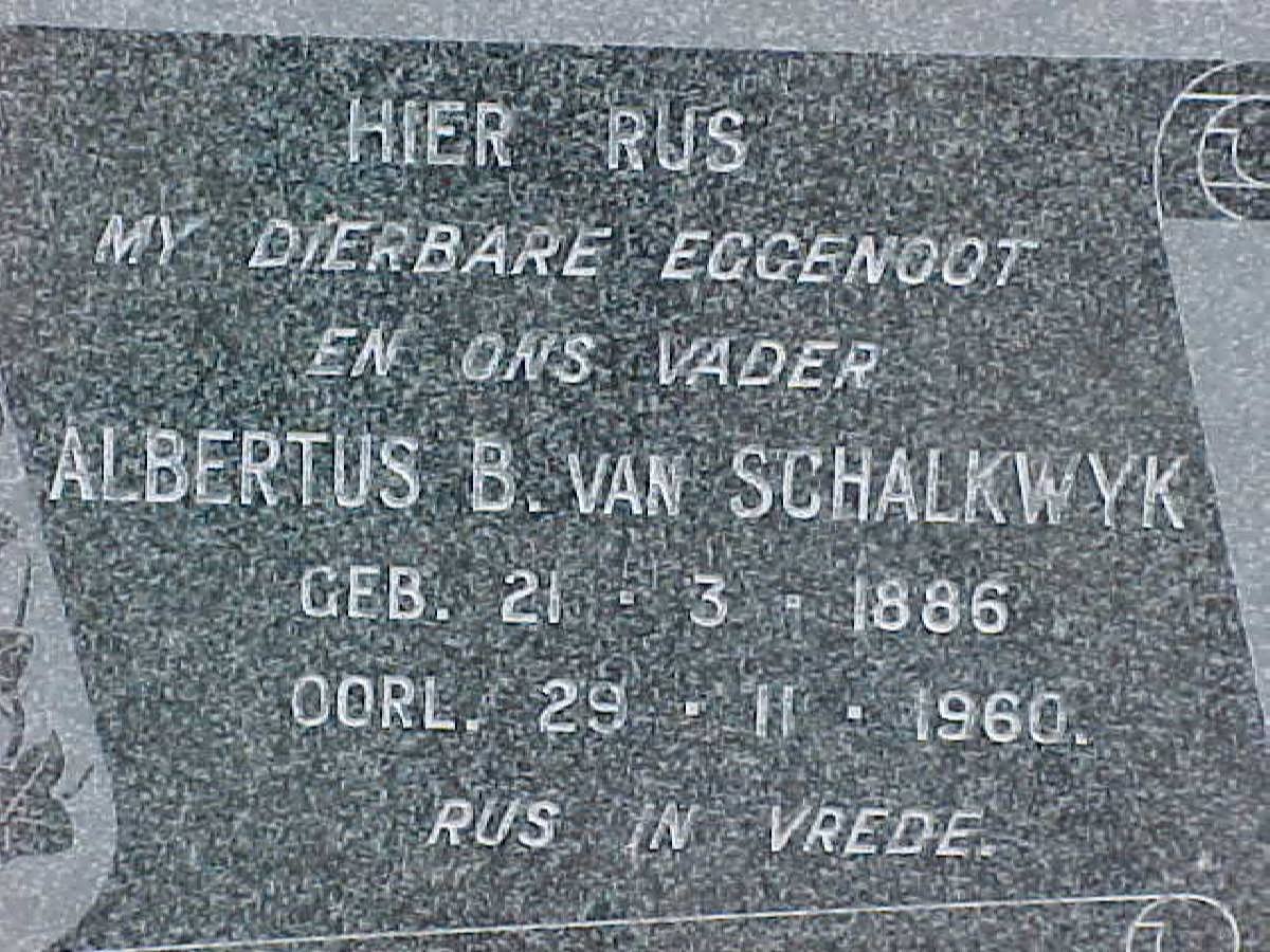 SCHALKWYK Albertus B., van 1886-1960