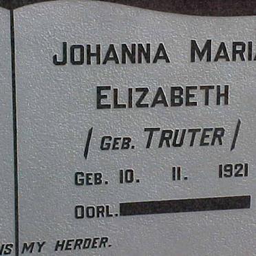 KOTZE Johanna Maria Elizabeth nee TRUTER 1921-