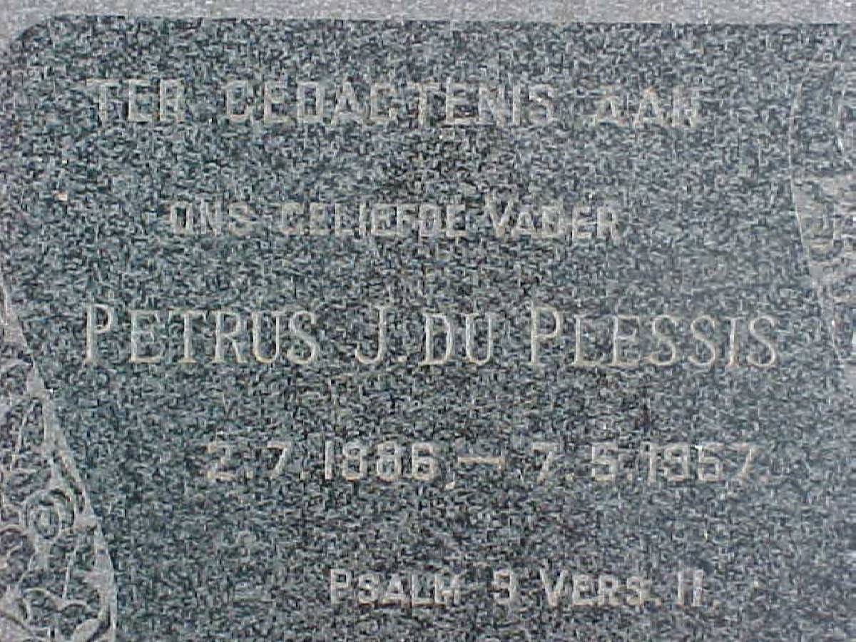 PLESSIS Petrus J., du 1886-1957 