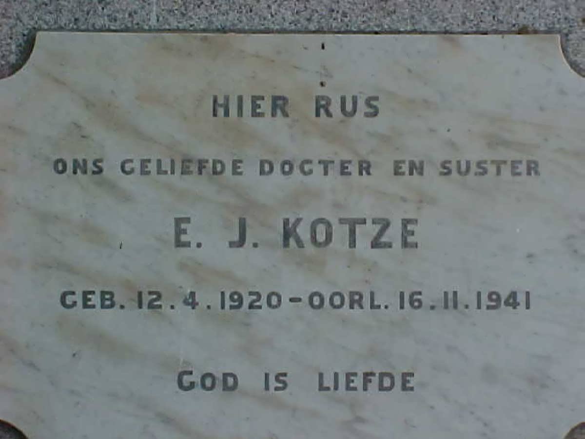 KOTZE E.J. 1920-1941