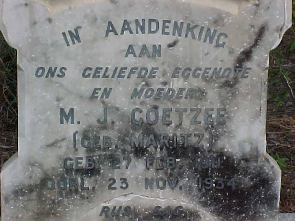 COETZEE M.J. nee MARITZ 1911-1934