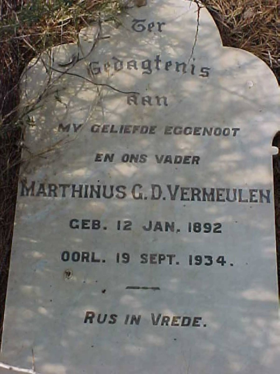 VERMEULEN Marthinus G.D. 1892-1934