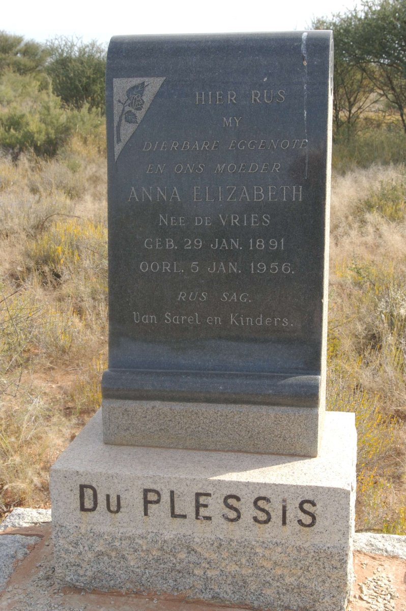 PLESSIS Anna Elizabeth, du nee DE VRIES 1891-1956