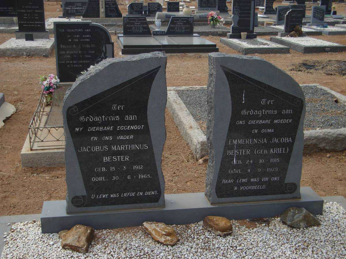 BESTER Jacobus Marthinus 1912-1965 &amp; Emmerensia Jacoba KRIEL 1915-1979