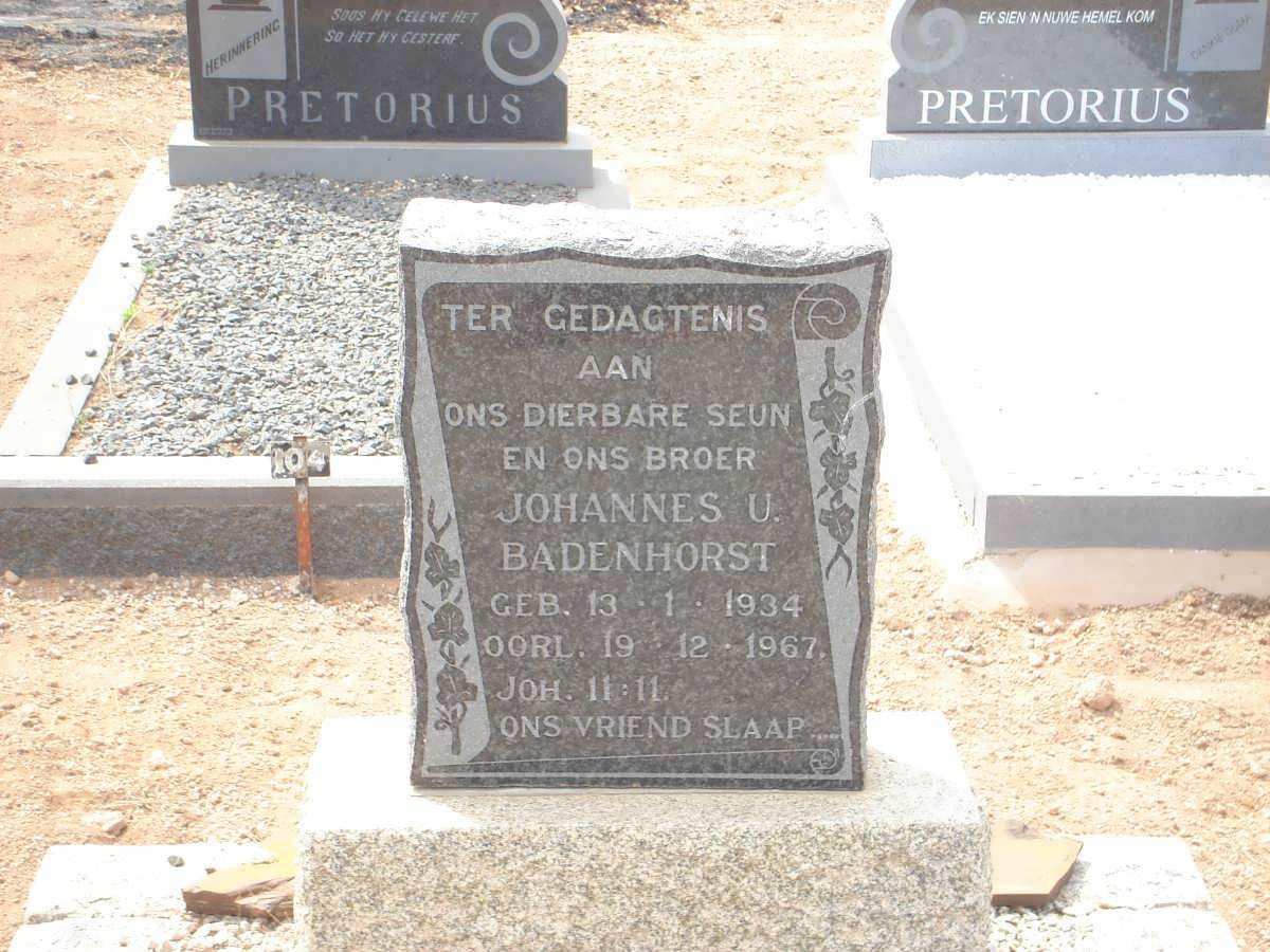 BADENHORST Johannes U. 1934-1967