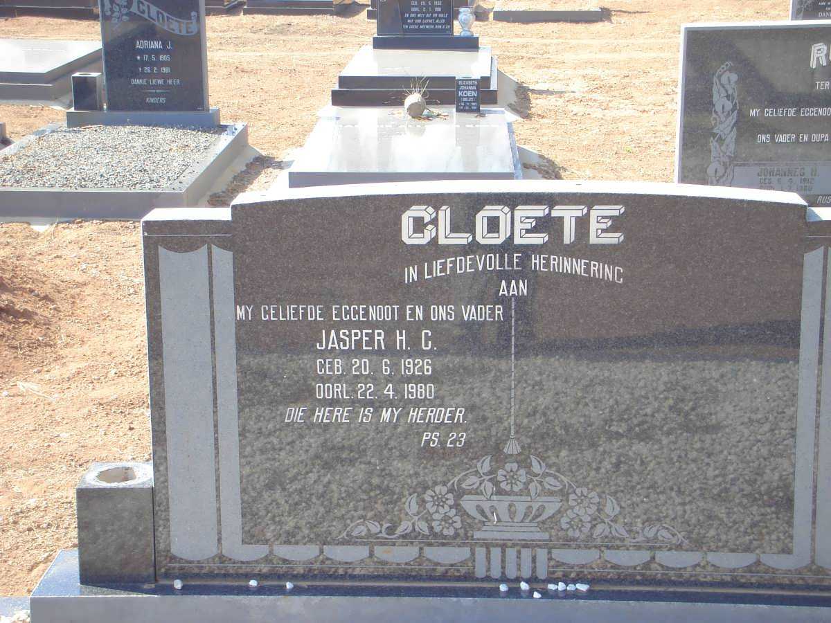 CLOETE Jasper H.C. 1926-1980