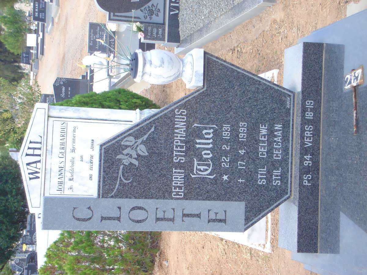 CLOETE Gerrit Stephanus 1931-1993