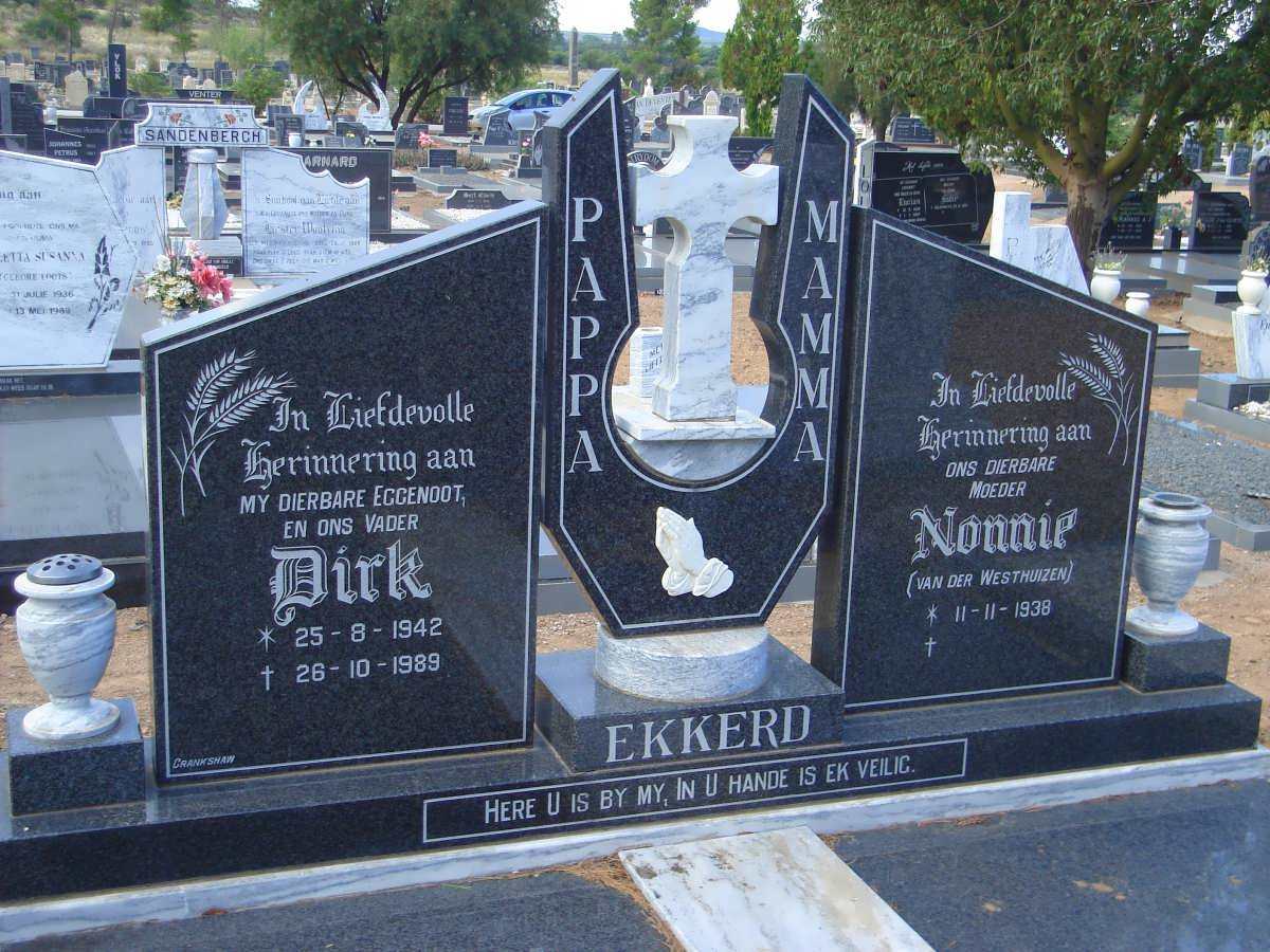 EKKERD Dirk 1942-1989 &amp; Nonnie VAN DER WESTHUIZEN 1938-