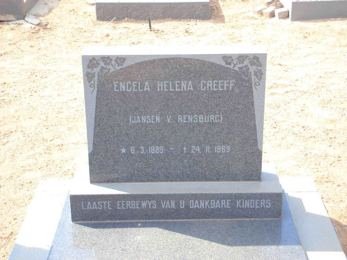 GREEFF Engela Helena nee JANSEN VAN RENSBURG 1889-1969