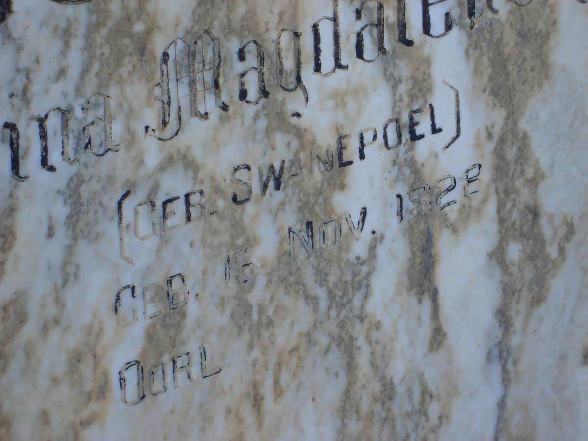GOUSSARD Christina Magdalena Sophia nee SWANEPOEL 1928-