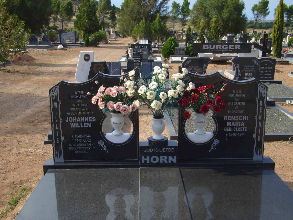 HORN Johannes Willem 1944-2002 &amp; Renchi Maria CLOETE 1944-