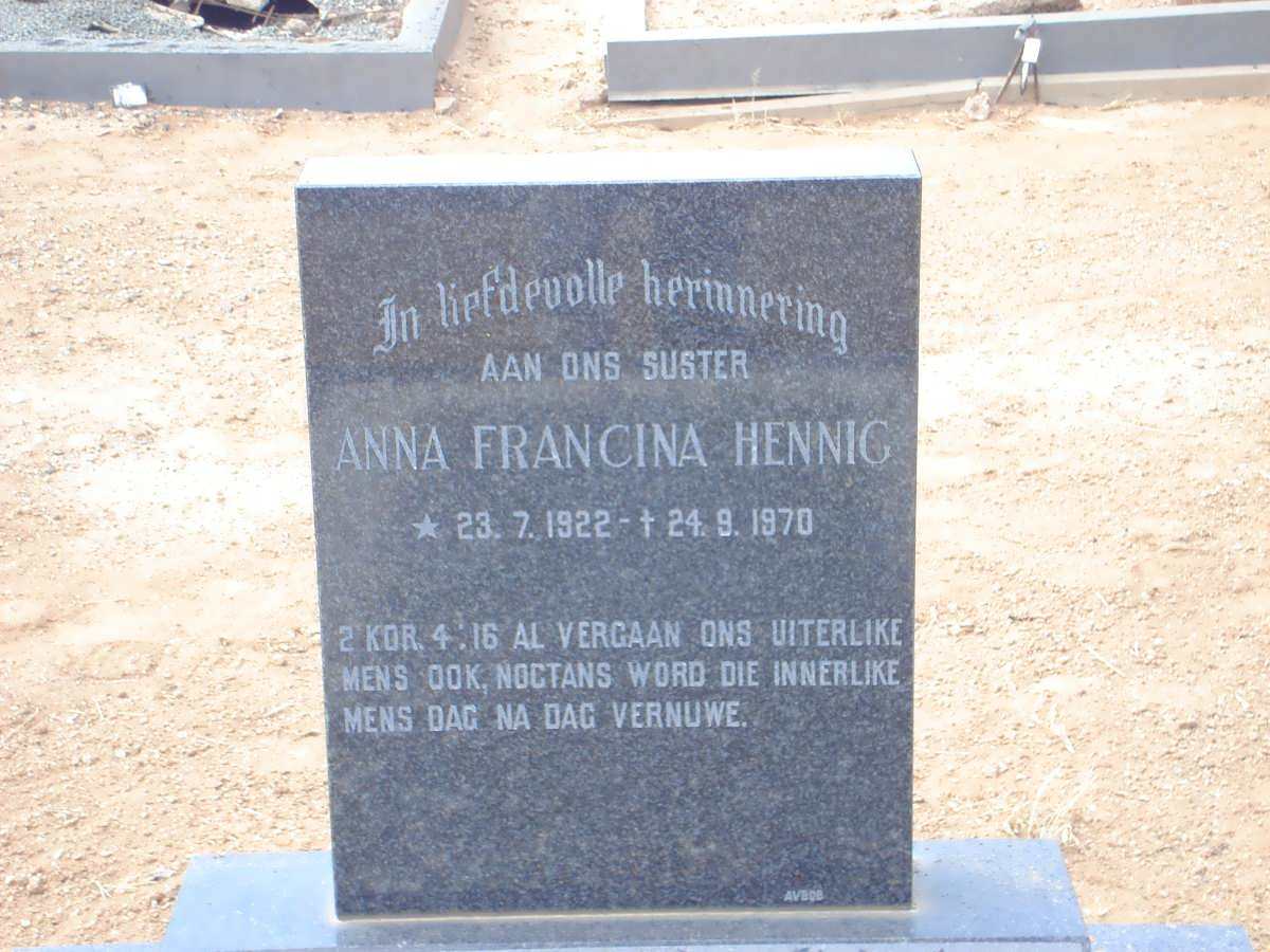 HENNIG Anna Francina 1922-1970