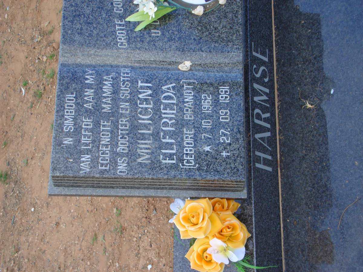 HARMSE Millicent Elfrieda nee BRANDT 1962-1991