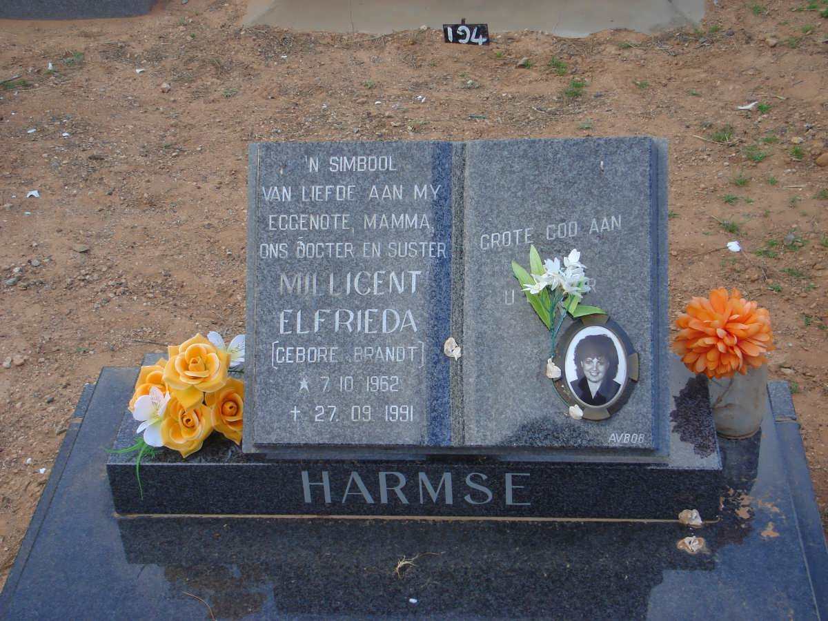HARMSE Millicent Elfrieda nee BRANDT 1962-1991