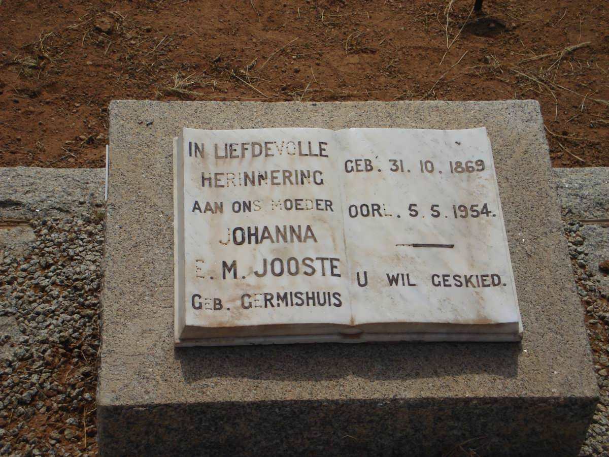 JOOSTE Johanna E.M. nee GERMISHUIS 1869-1954