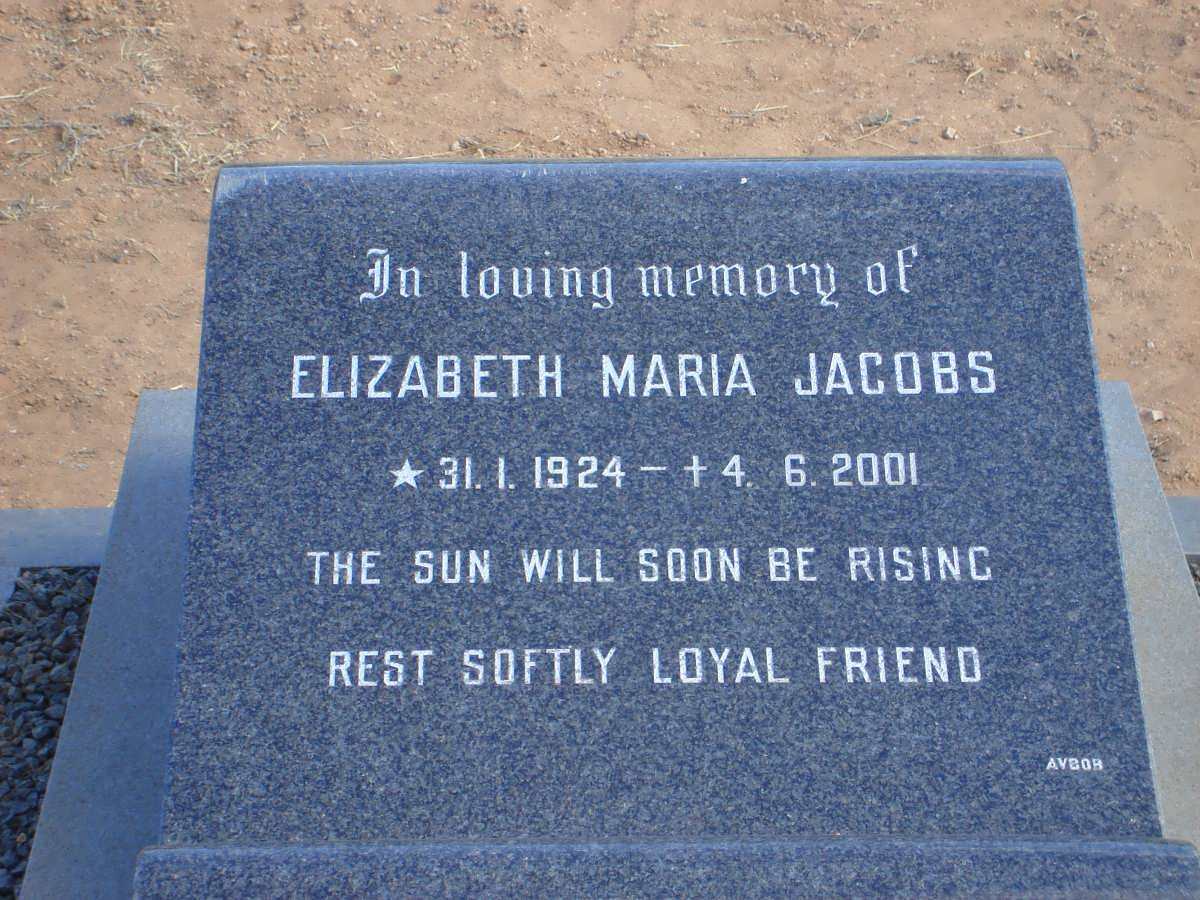 JACOBS Elizabeth Maria 1924-2001
