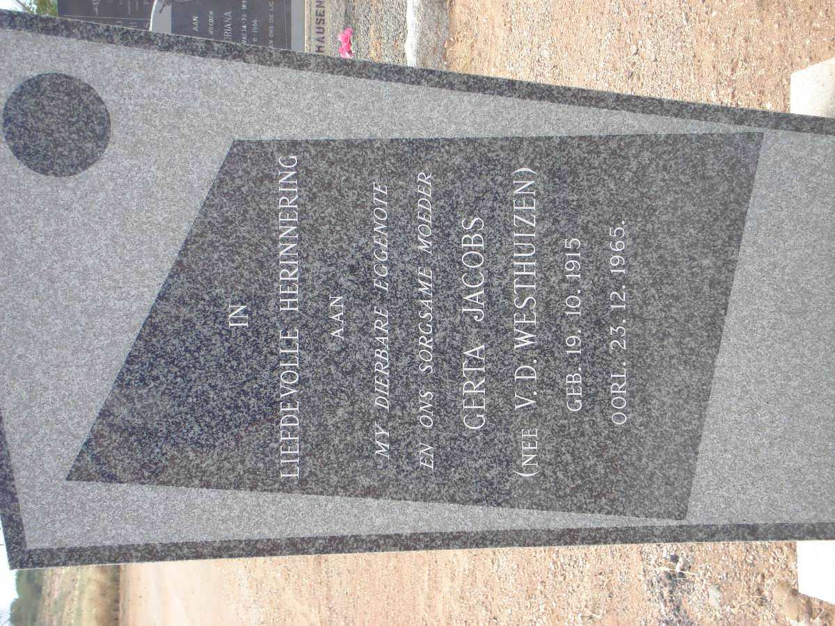 JACOBS Gerta nee V.D. WESTHUIZEN 1915-1965