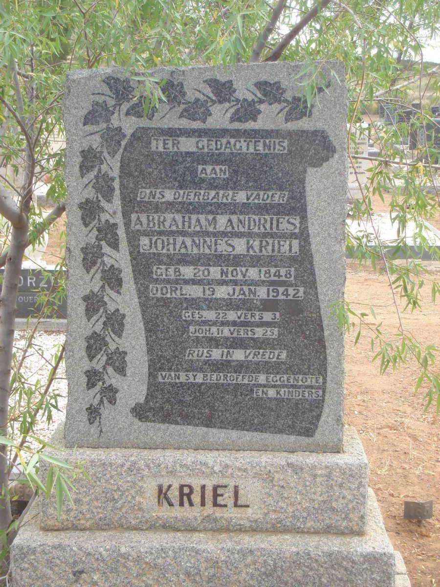 KRIEL Abraham Andries Johannes 1848-1942