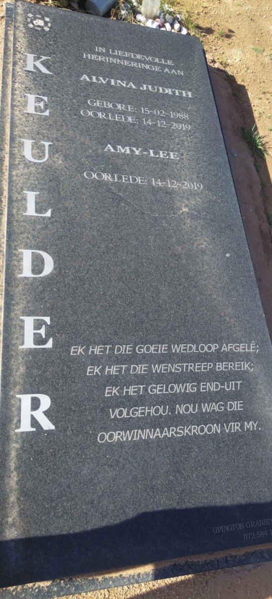 KEULDER Alvina Judith 1988-2019 :: KEULDER Amy-Lee 2019-2019