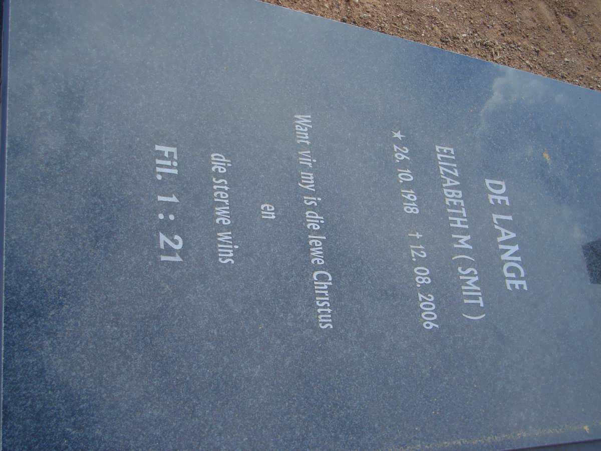 LANGE Elizabeth, de nee SMIT 1918-2006