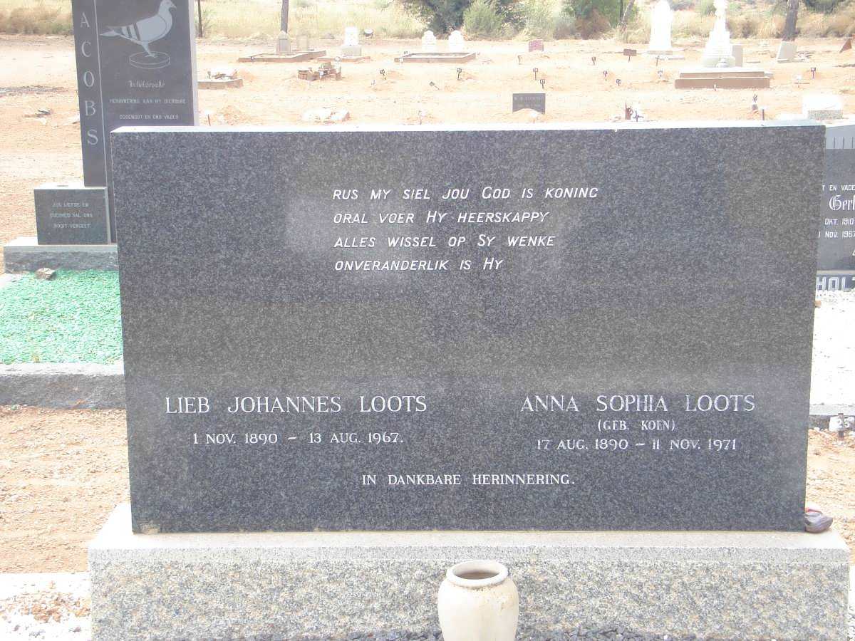 LOOTS Lieb Johannes 1890-1967 &amp; Anna Sophia KOEN 1890-1971