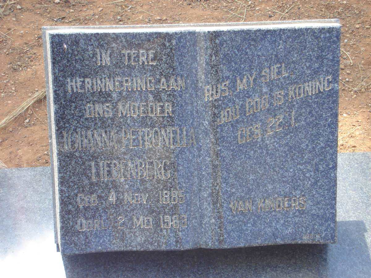 LIEBENBERG Johanna Petronella 1885-1963