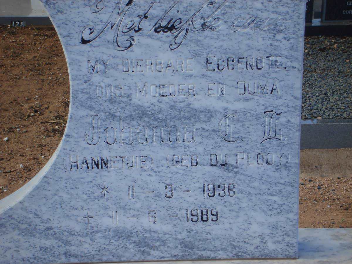 LOUW Johanna C.L. nee DU PLOOY 1936-1989